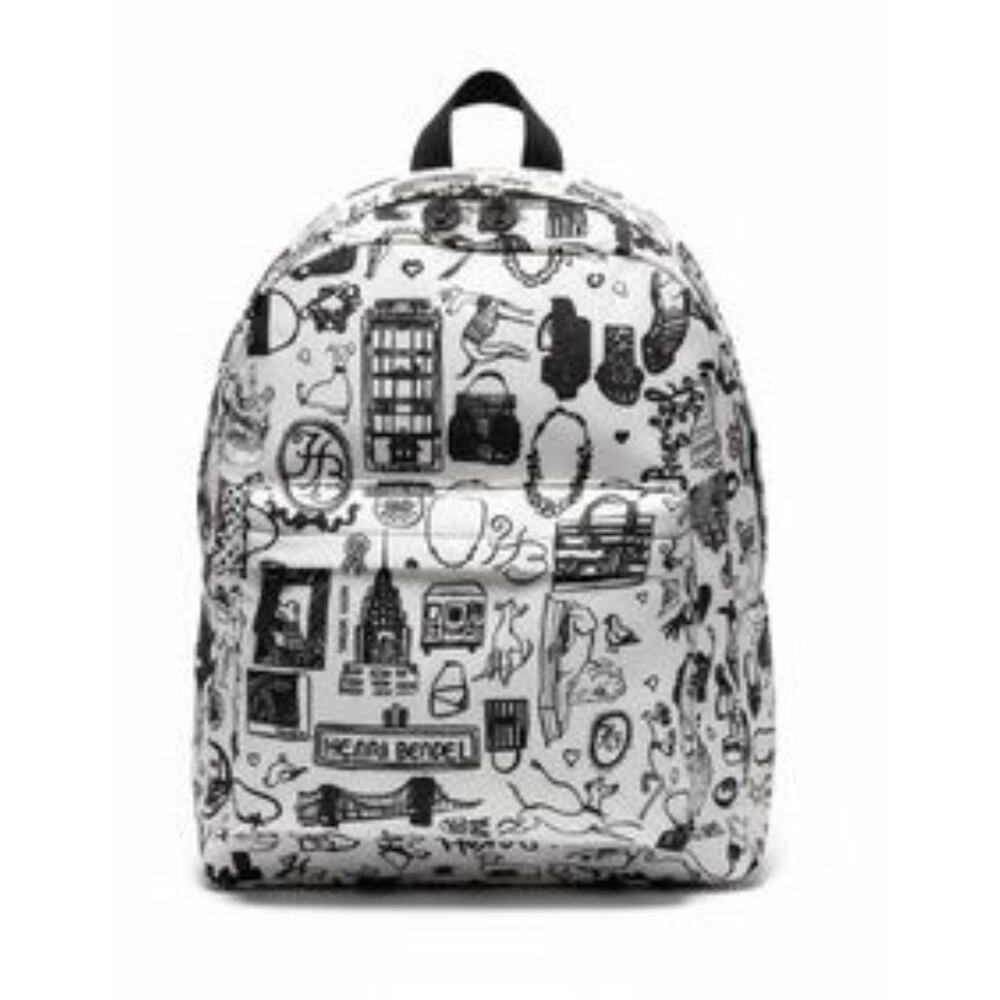 Henri Bendel New York Jetsetter Collapsible Cityscape Black White Backpack